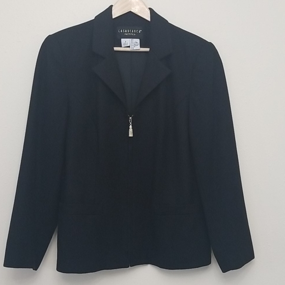 Black Wool Zipper Blazer Size 8 - Picture 1 of 4
